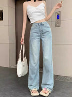 Bow Detail Wide-Leg Jeans